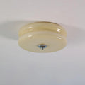 Art Deco flush ceiling light, chrome with beige glass