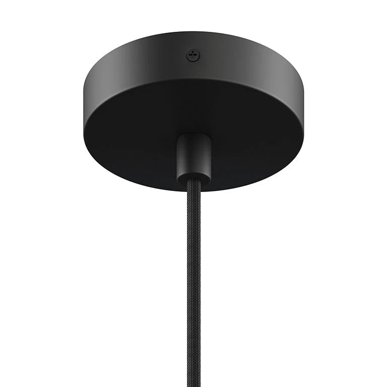 Large ash veneer drum pendant, black ceiling plate