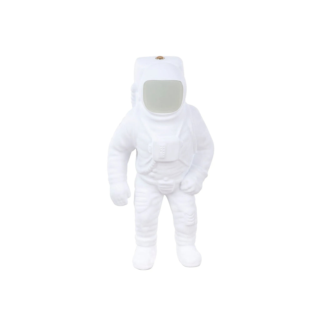 Astronaut cordless table lamp in white resin, unlit, front view