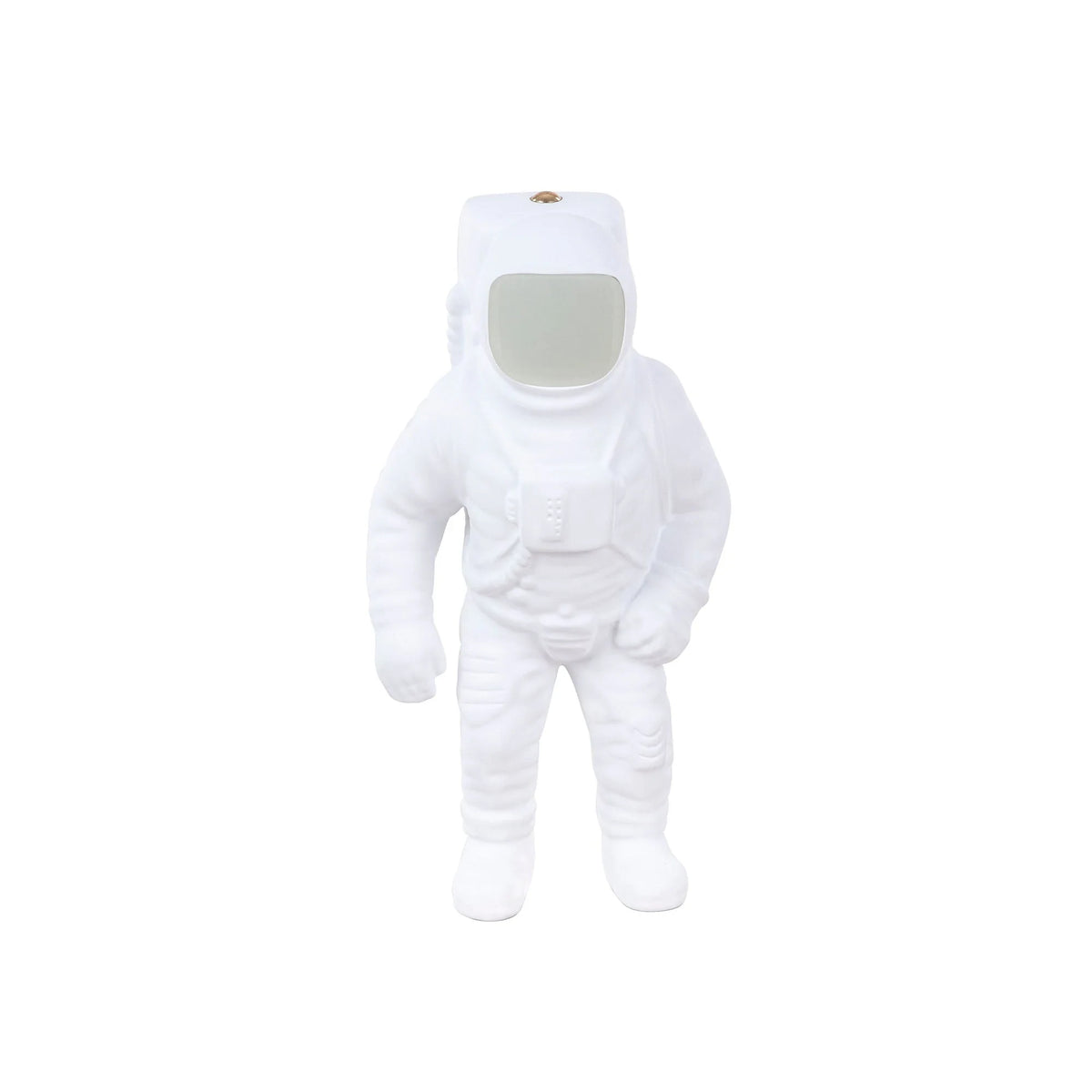 Astronaut cordless table lamp in white resin, unlit, front view