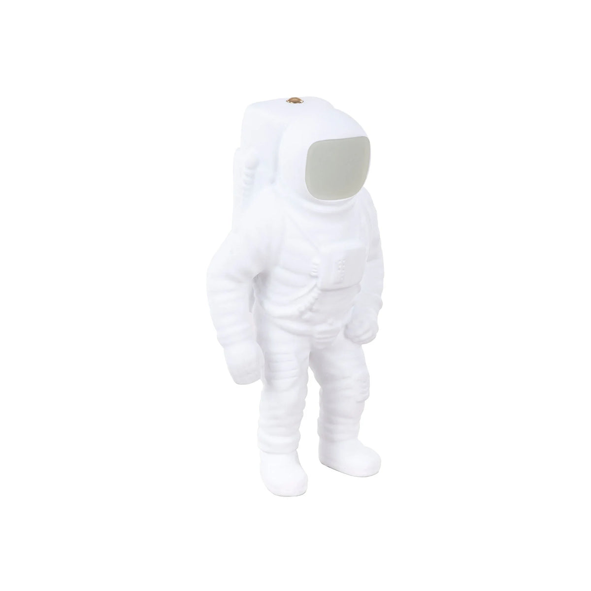 Astronaut cordless table lamp in white resin, unlit, three-quarter view