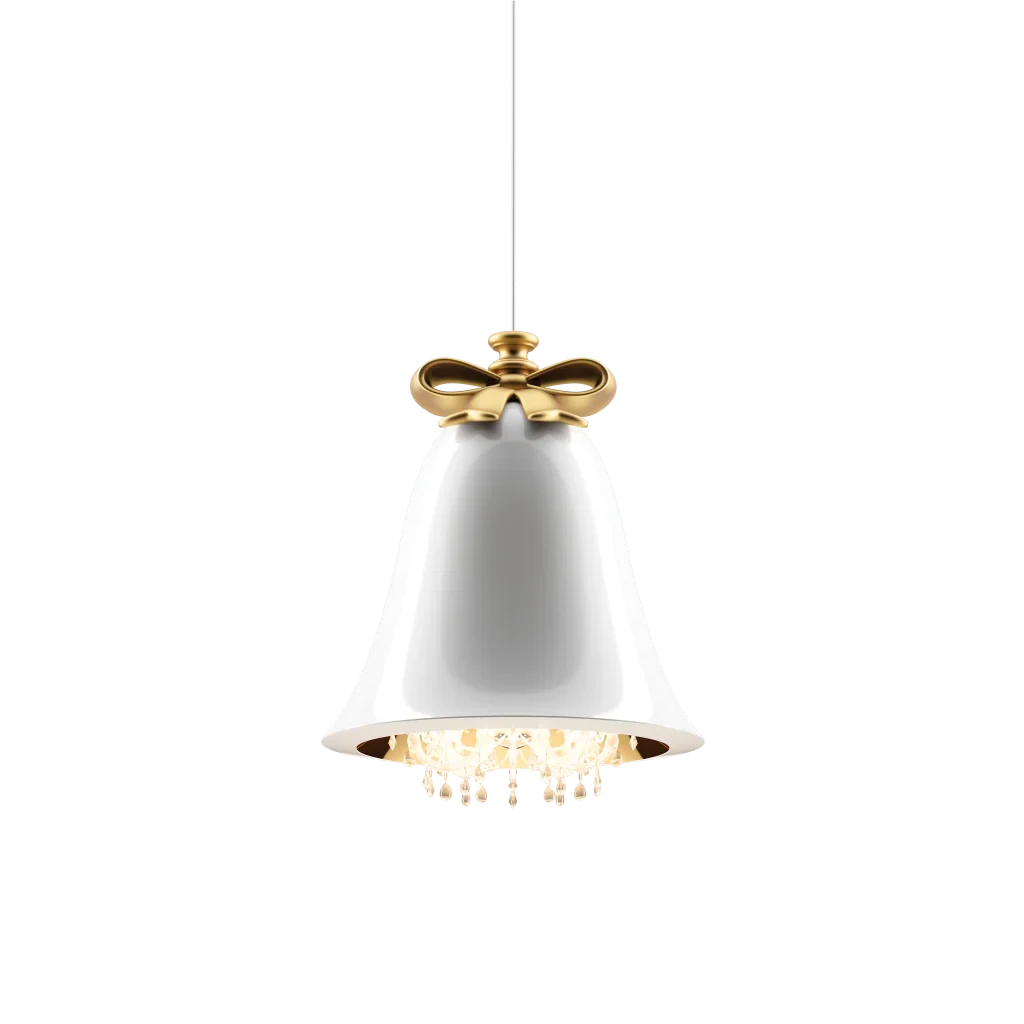 Bell pendant chandelier, in white