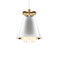 Bell pendant chandelier, in white, side view