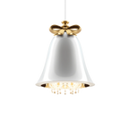 Bell pendant chandelier, in white, side view