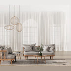 Bowed rod cage LED pendant, grouped in a bright living room
