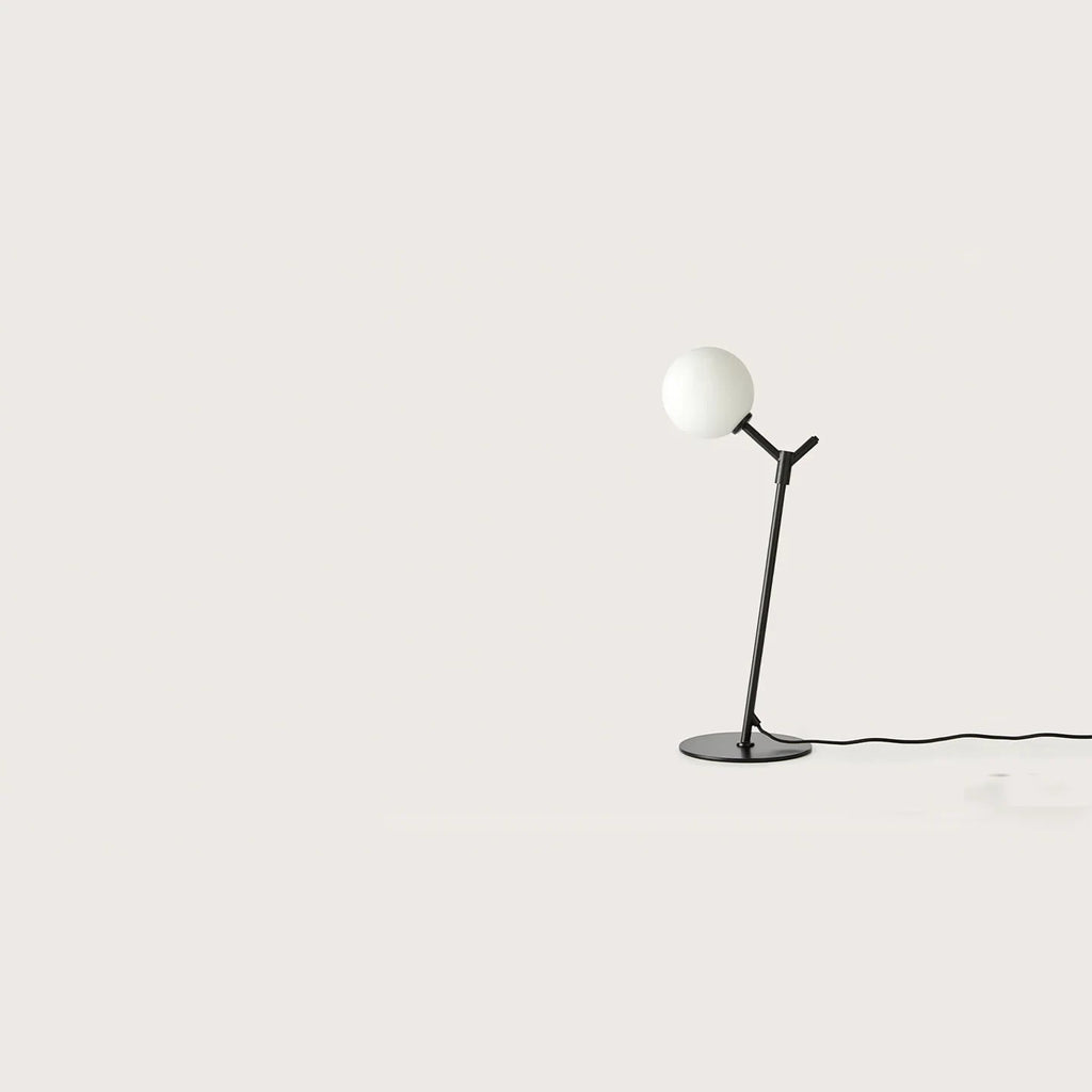 Branch stem table lamp, in matte black with an opal glass globe