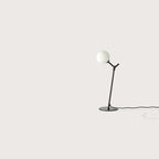 Branch stem table lamp, in matte black with an opal glass globe
