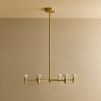 Branching brass chandelier, unlit, medium