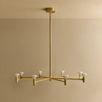 Branching brass chandelier, unlit, large