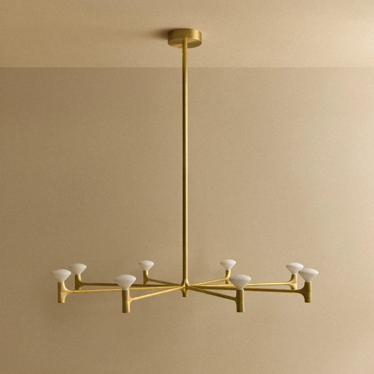 Branching brass chandelier, unlit, large