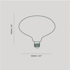 Broad dome matte white glass pendant, graphite, bulb dimension drawing
