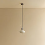 Broad dome matte white glass pendant, graphite, unlit