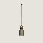 Ceramic bell pendant with marble ball, with brown marble ball