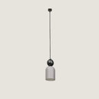 Ceramic bell pendant with black marble ball, with black marble ball