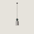 Ceramic bell pendant with green marble ball, with green marble ball
