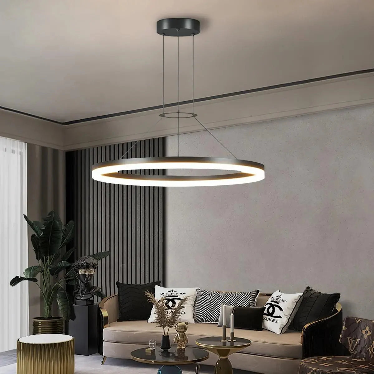 Circular LED ring pendant light