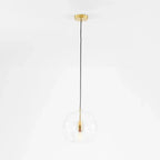 Clear or amber glass globe pendant, clear glass, full cord drop