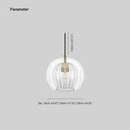 Clear or amber glass globe pendant, with its dimensions