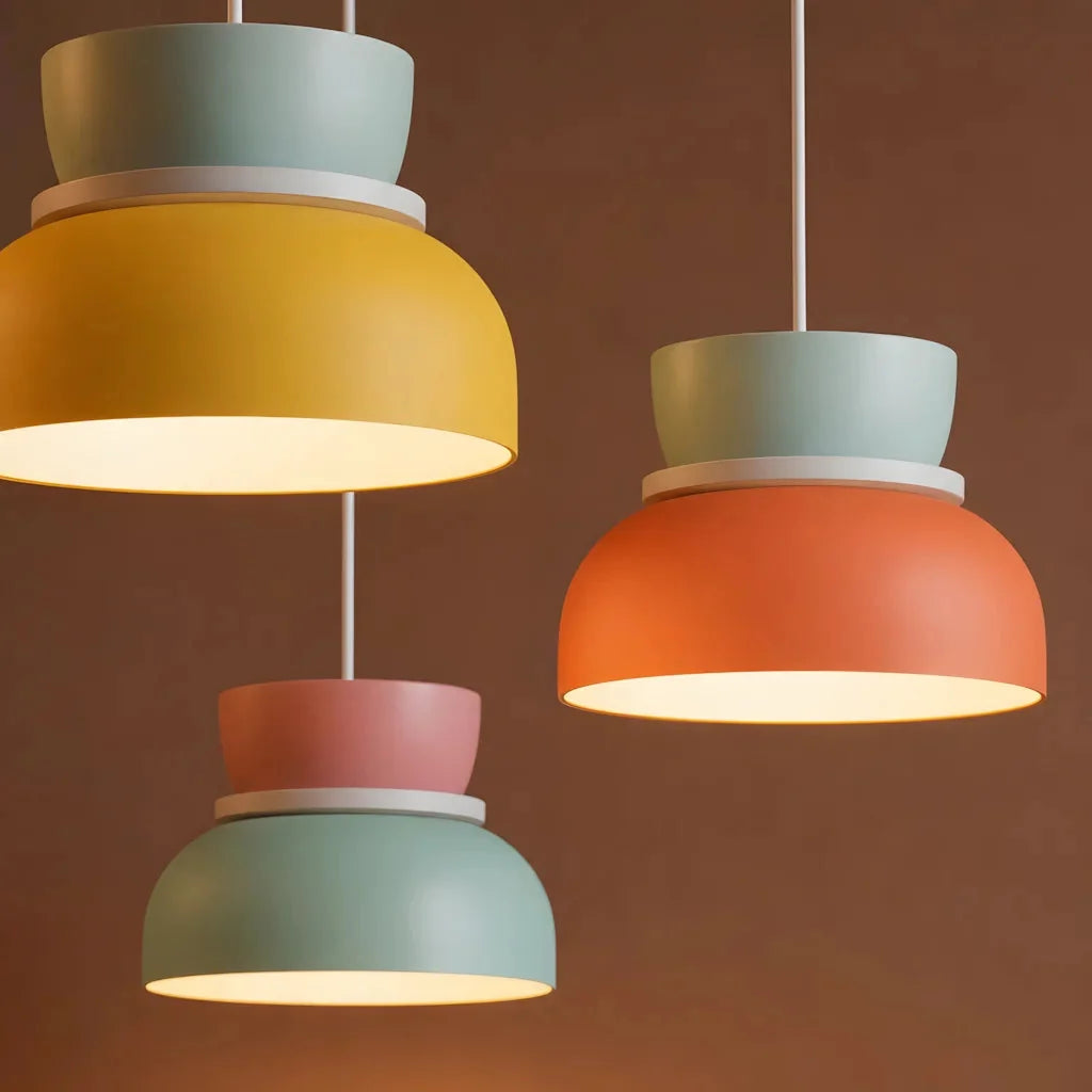 Colour block bowl pendant light