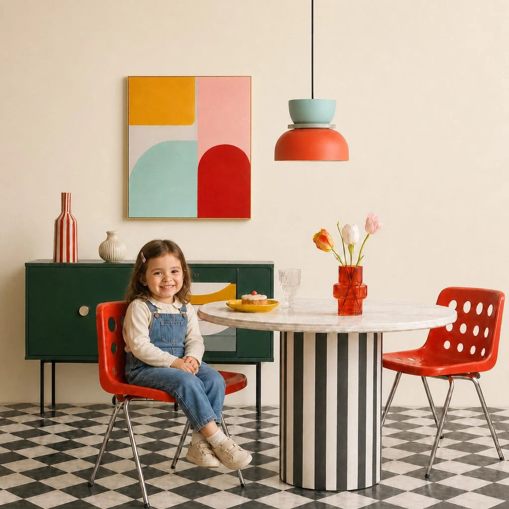 Colour block bowl pendant light