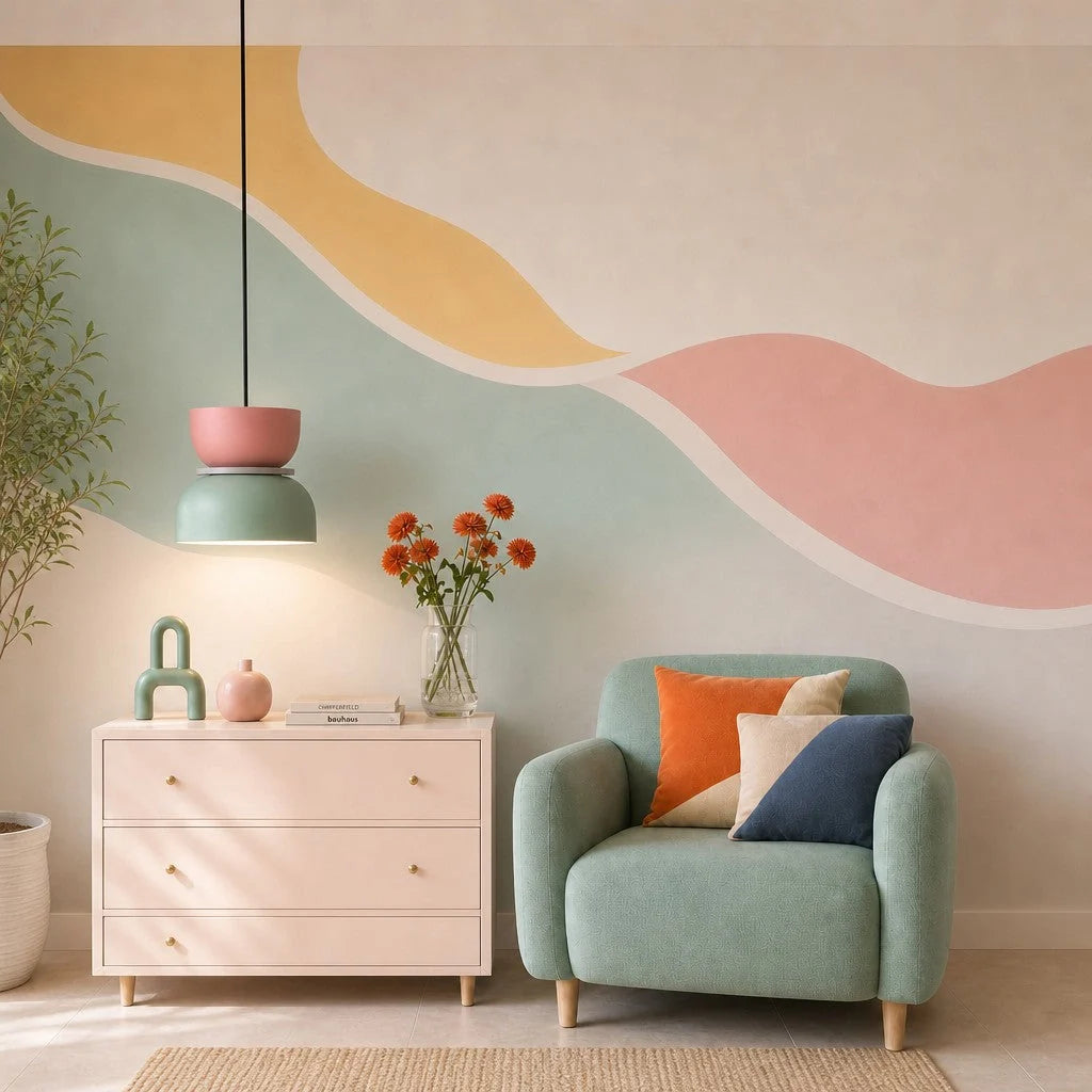 Colour block bowl pendant light