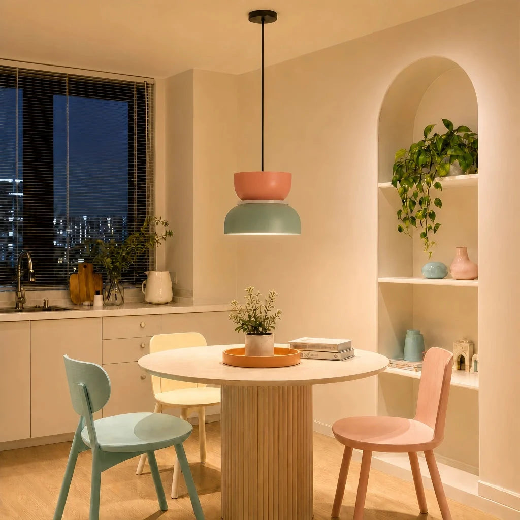Colour block bowl pendant light