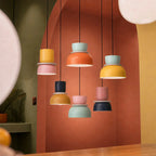 Colour block bowl pendant light