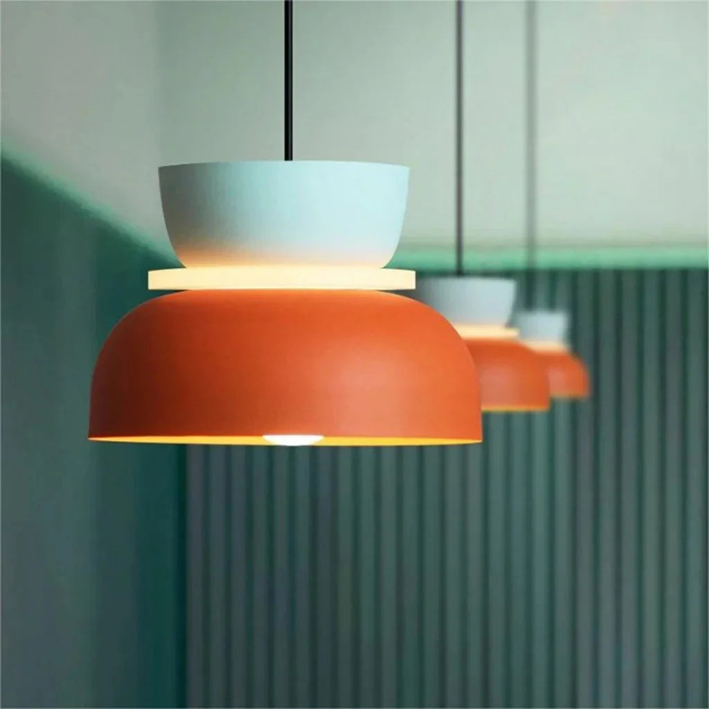 Colour block bowl pendant light