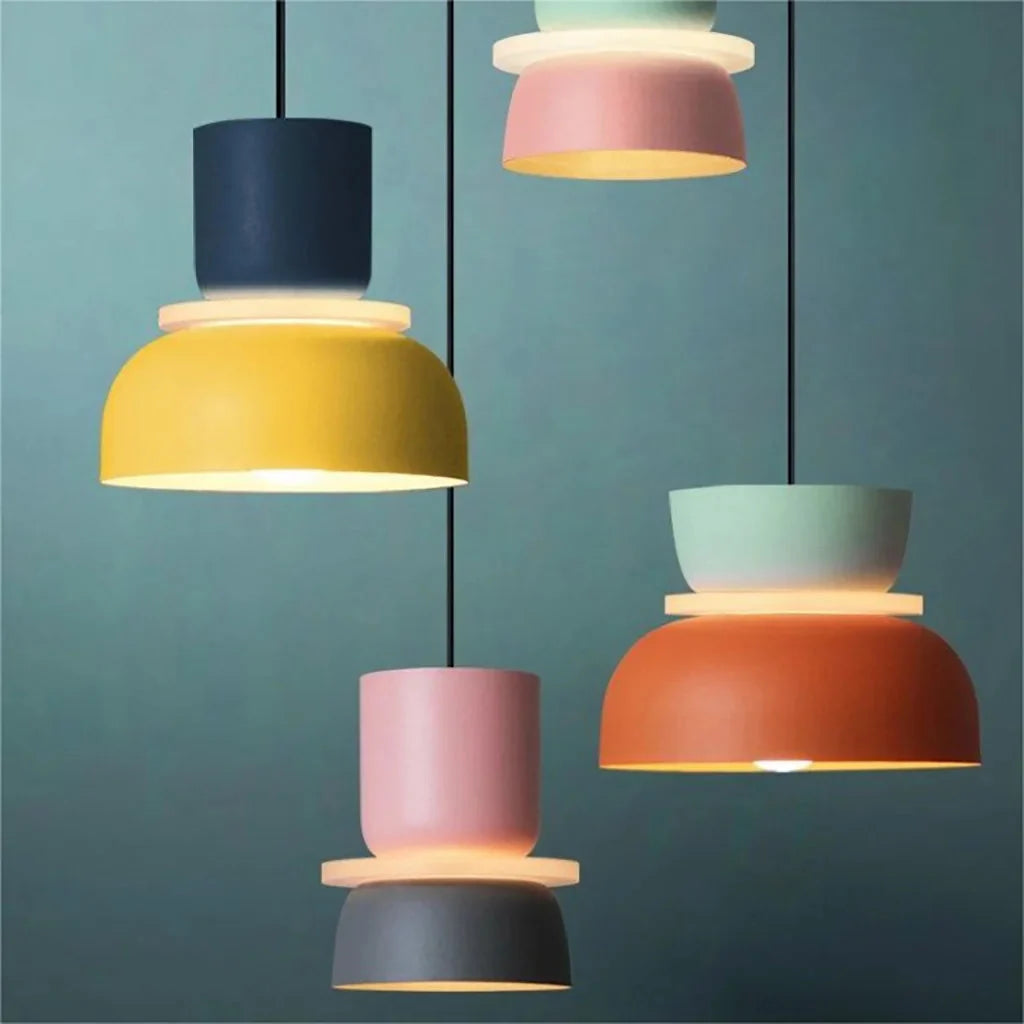 Colour block bowl pendant light