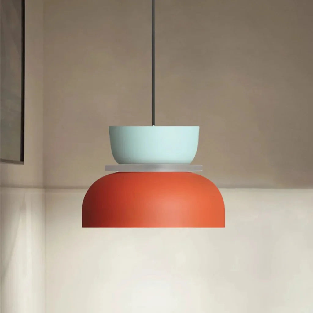 Colour block bowl pendant light
