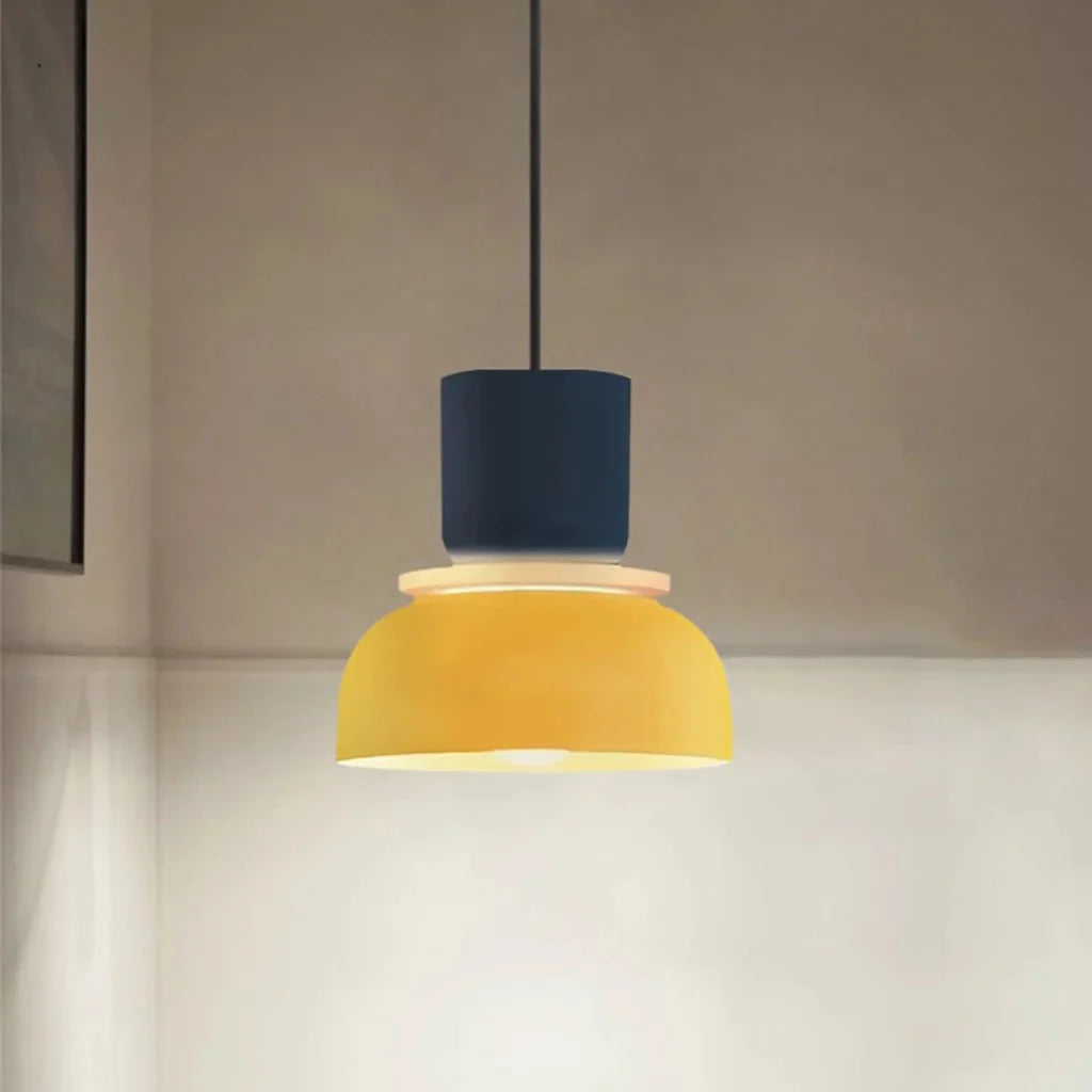 Colour block bowl pendant light