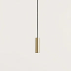 Compact cylinder LED pendant, close-up of the brass body