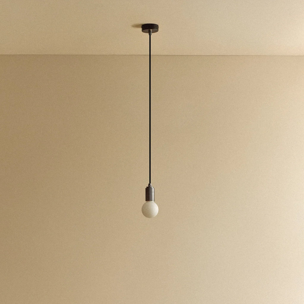Compact opal globe pendant, dim-to-warm, graphite, unlit