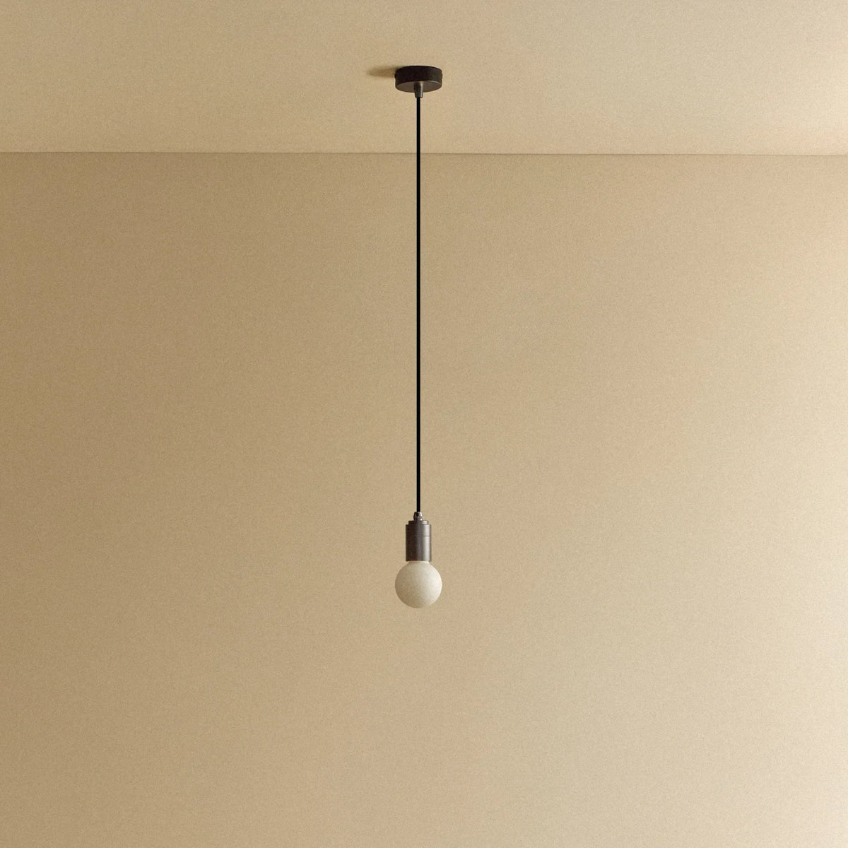 Compact opal globe pendant, dim-to-warm, graphite, unlit