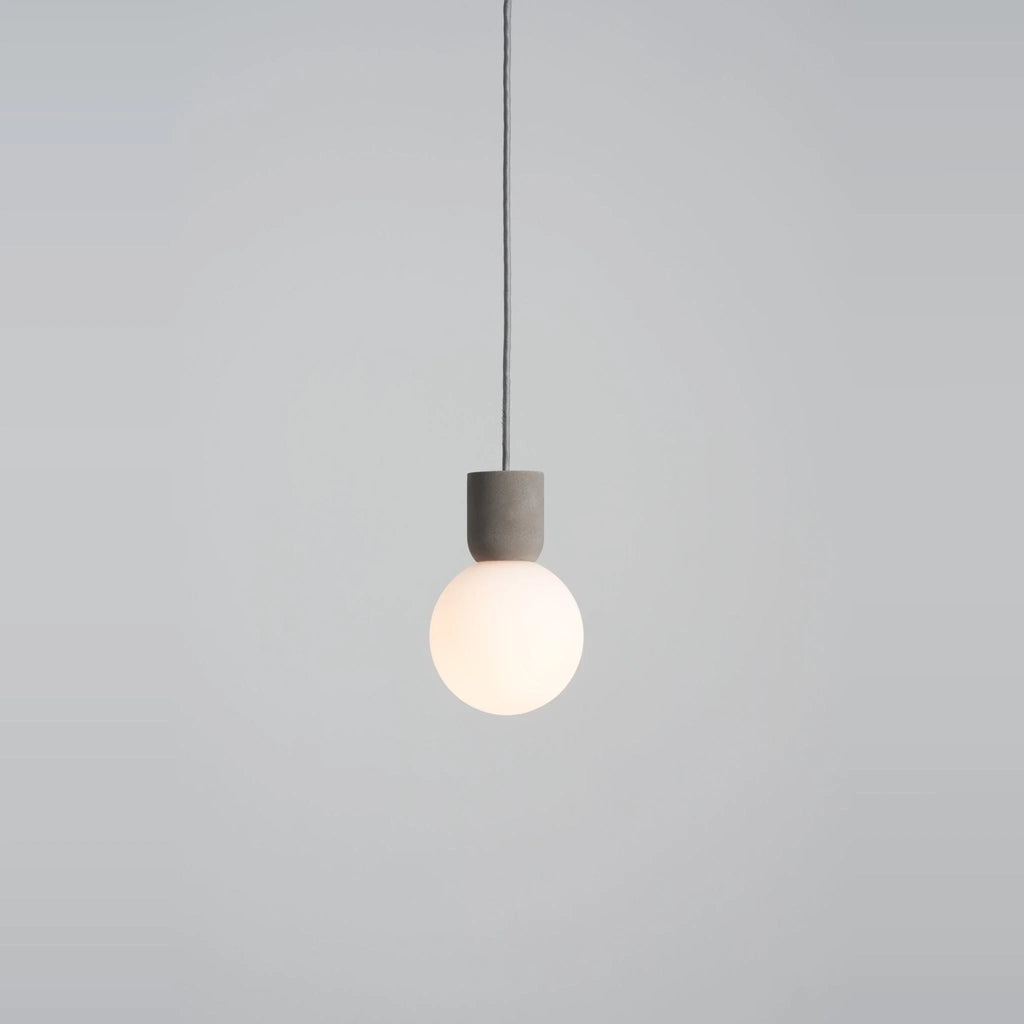Concrete and glass globe pendant, medium size