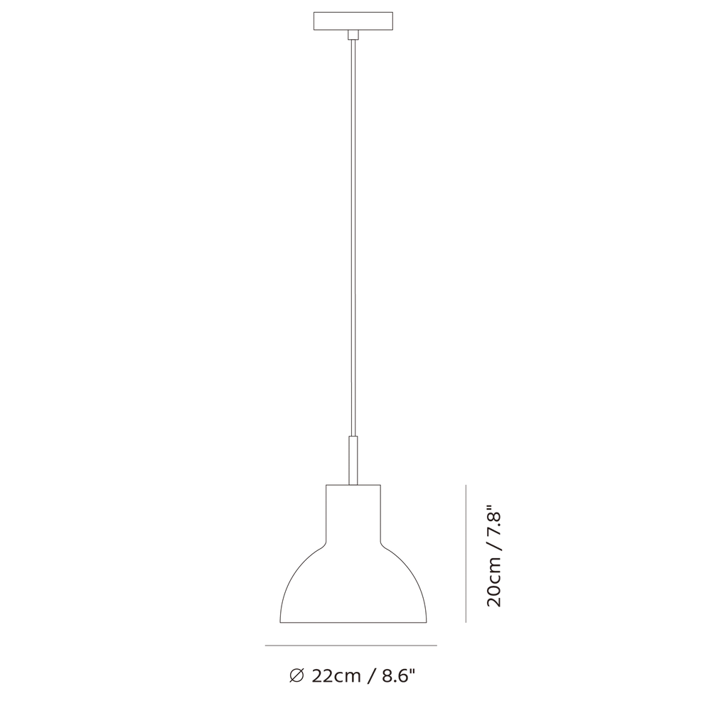 Concrete bell pendant, dimension drawing