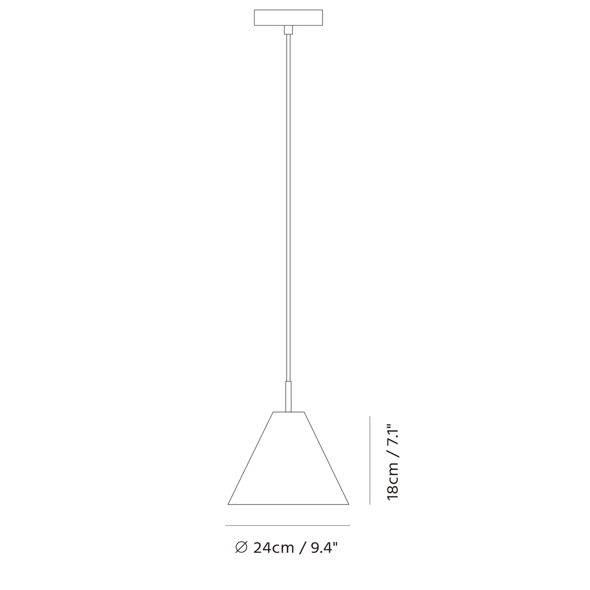 Concrete cone pendant, dimension drawing