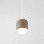 Concrete and opal glass mini pendant, lit