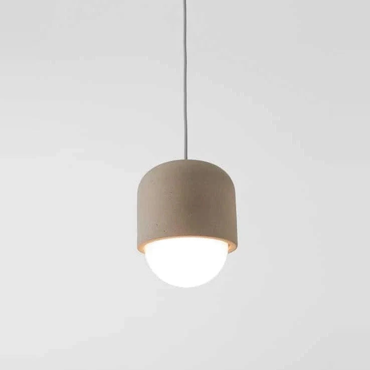 Concrete and opal glass mini pendant, lit