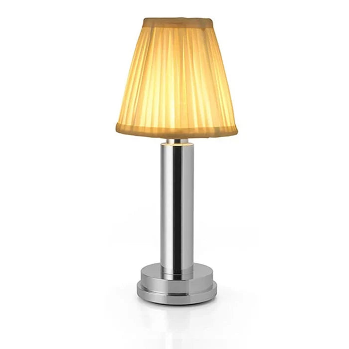 Cordless pleated shade table lamp, Silver