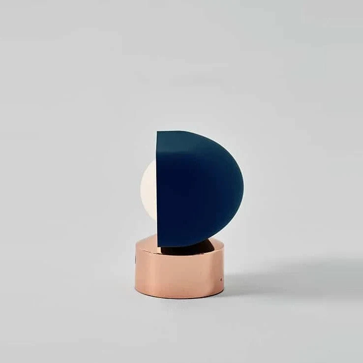 Cordless opal glass table lamp with rotating shade, in Navy