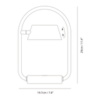Cordless oval loop table lamp, dimension drawing