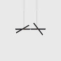 Crossed bar linear LED pendant, in black