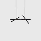 Crossed bar linear LED pendant, in black