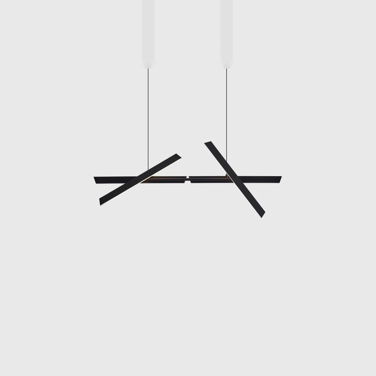 Crossed bar linear LED pendant, in black
