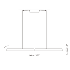 Crossed bar linear LED pendant, dimension drawing