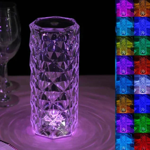 Crystal-effect cordless table lamp, RGB colour (includes white and three-tone)