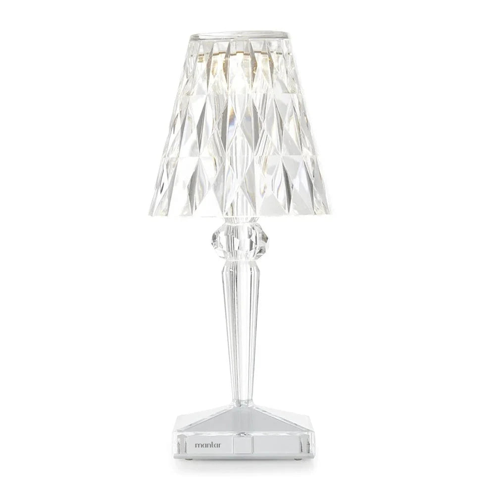 Crystal-effect rechargeable table lamp, in clear