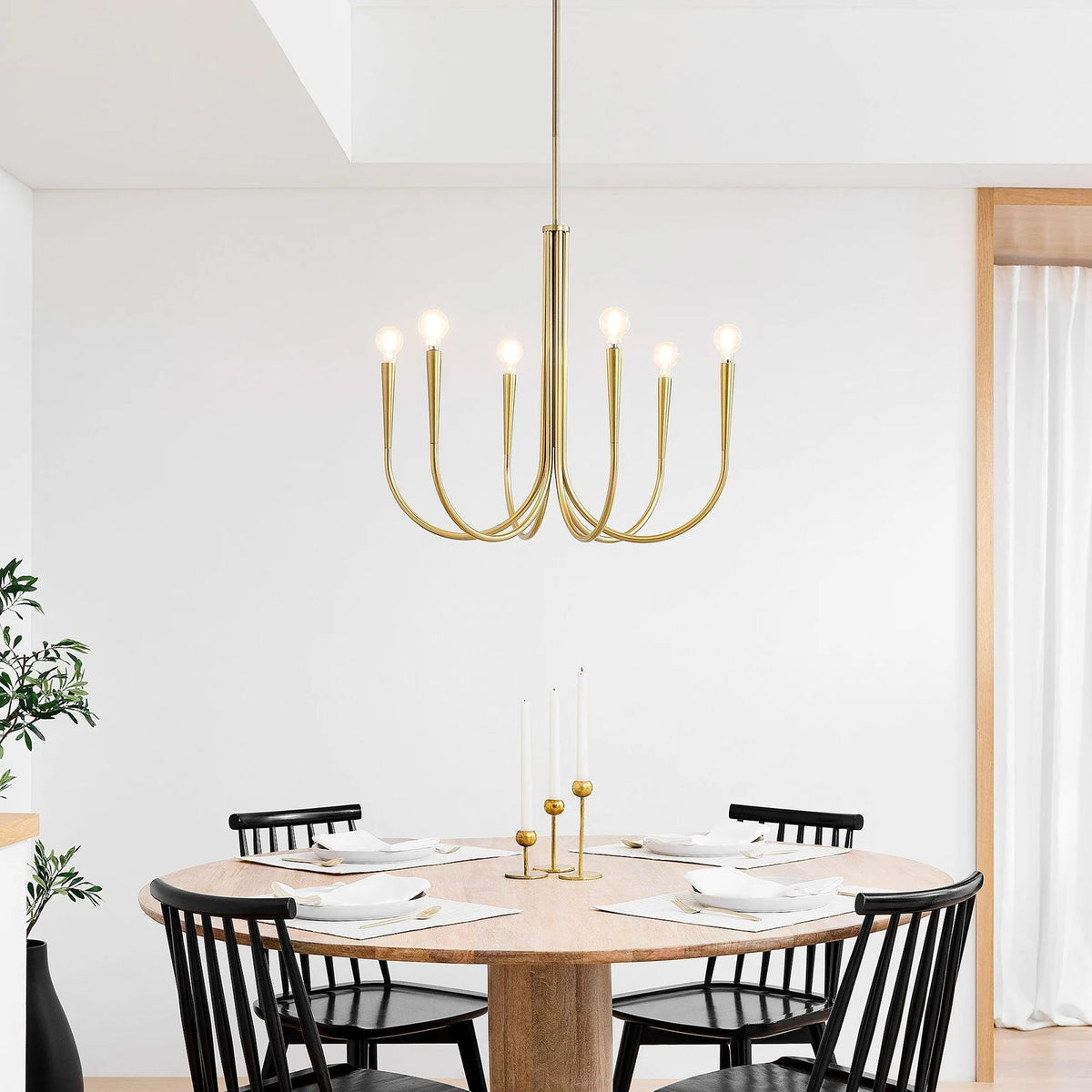 Curved arm candle chandelier