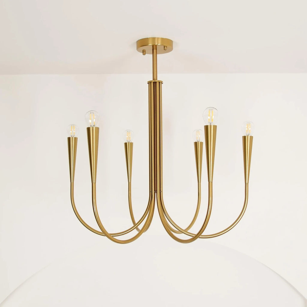 Curved arm candle chandelier